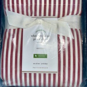 Pottery Barn Red and White Pillowcase Pair.